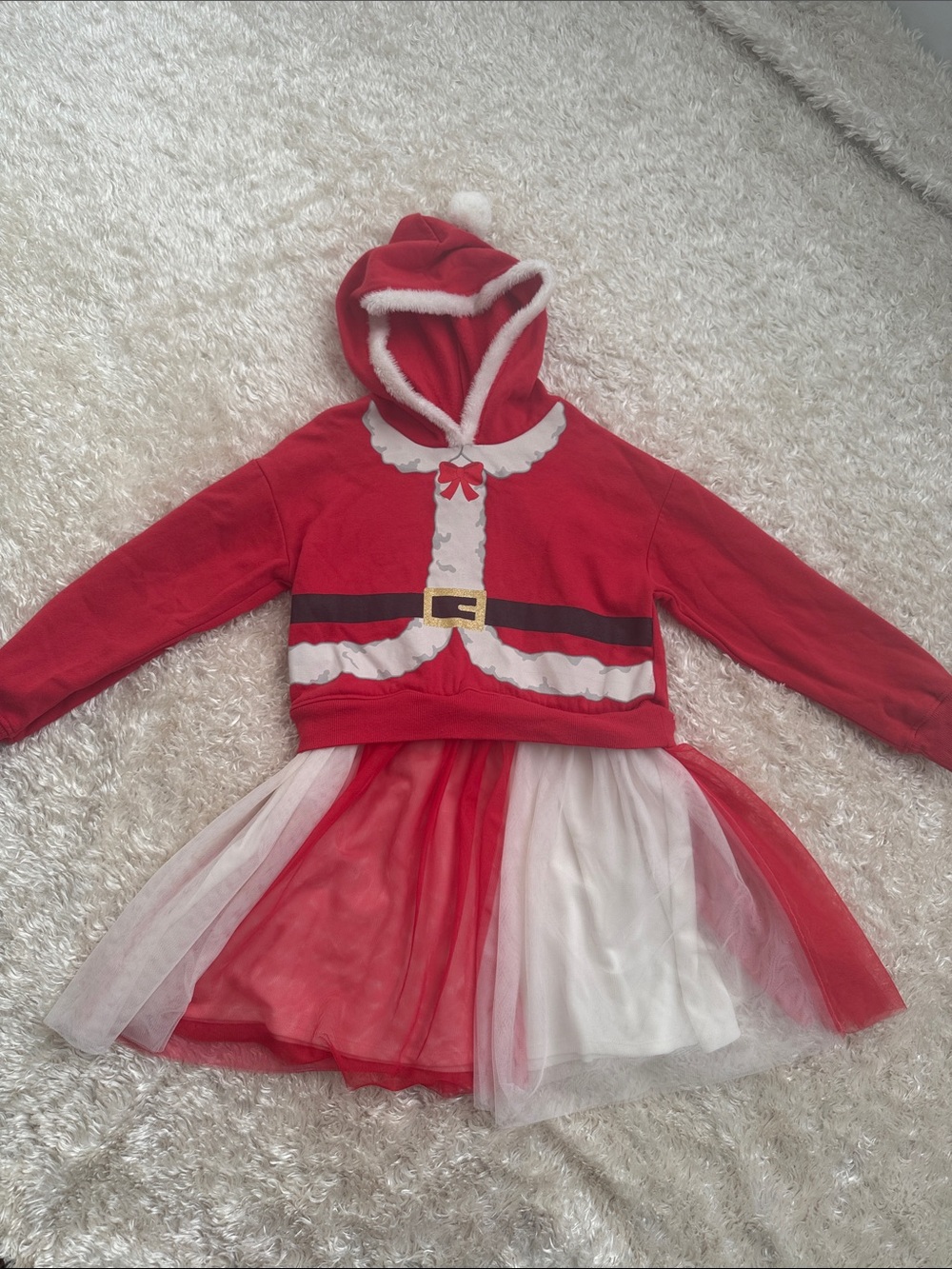 Well Worn Red and White Santa Hoodie Tutu Costume